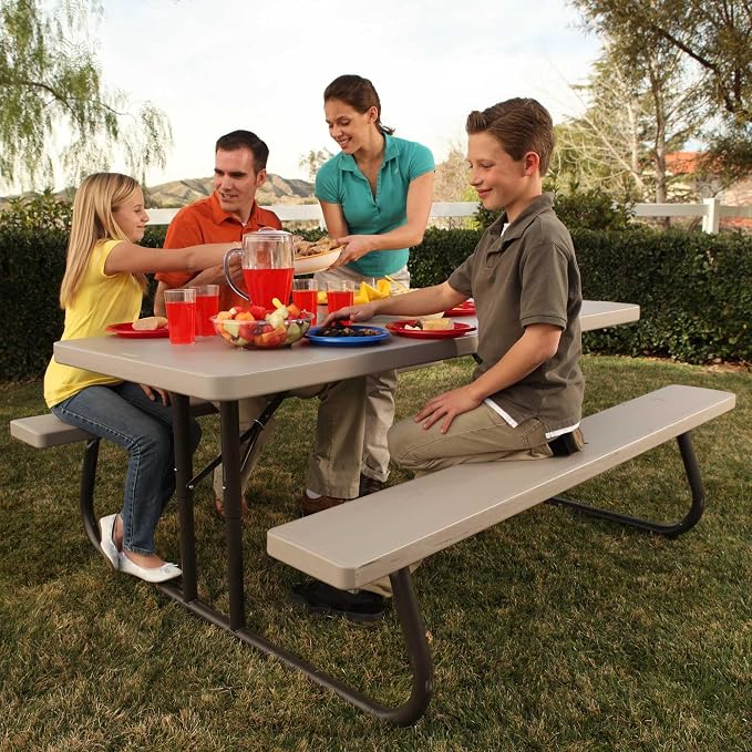 LIFETIME 6‑Foot Folding Picnic Table, Outdoor Portable Bench Seating for 8, UV‑Protected HDPE, Powder‑Coated Steel Frame, Stain‑Resistant, Folds Flat for Storage - Image 6
