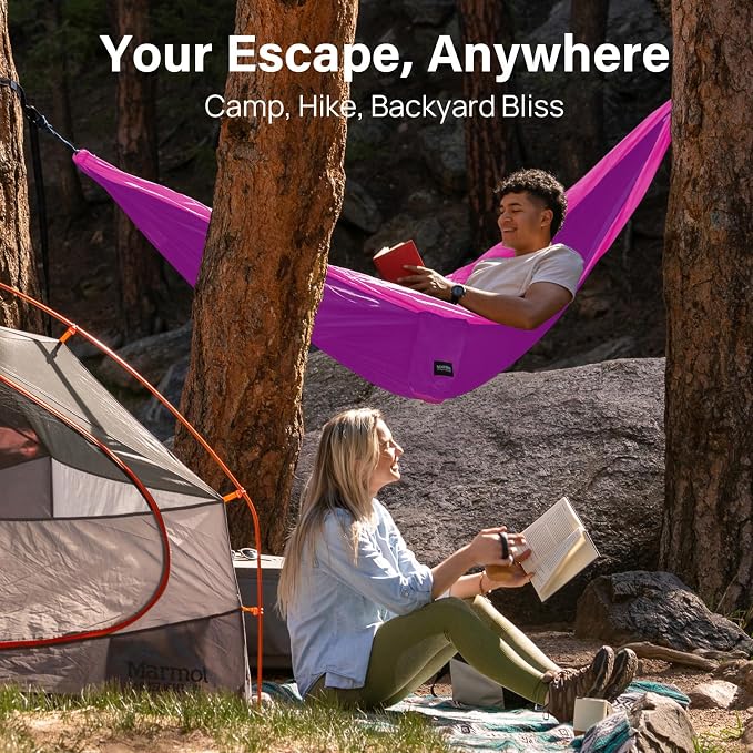 Kootek Camping Hammock, Portable Hammocks with Tree Straps & Attached Carry Bag, Camping Essentials Gear, Perfect for Outside Indoor Hiking Beach Backpack Travel - Image 7