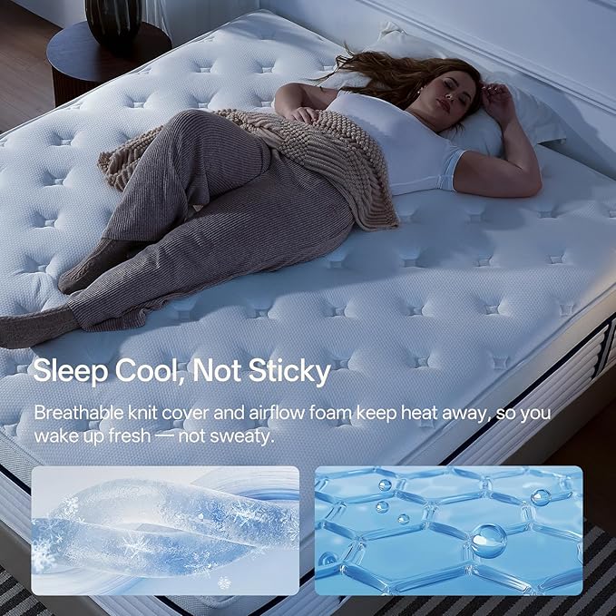 Queen Size Mattress 12 Inch, Firm Hybrid Mattress with Memory Foam & Individually Wrapped Pocket Coils, Pressure-Relieving Support & Motion-Reducing Design