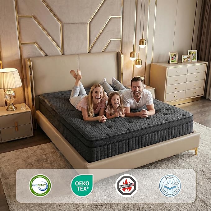 inight Full Mattress, 12 Inch Medium Firm Hybrid, Nebulign Foam & Pocket Springs, Pressure Relief for Average Weight (130-230lbs) & Combo Sleepers, Fiberglass-Free, CFR 1633 Compliant