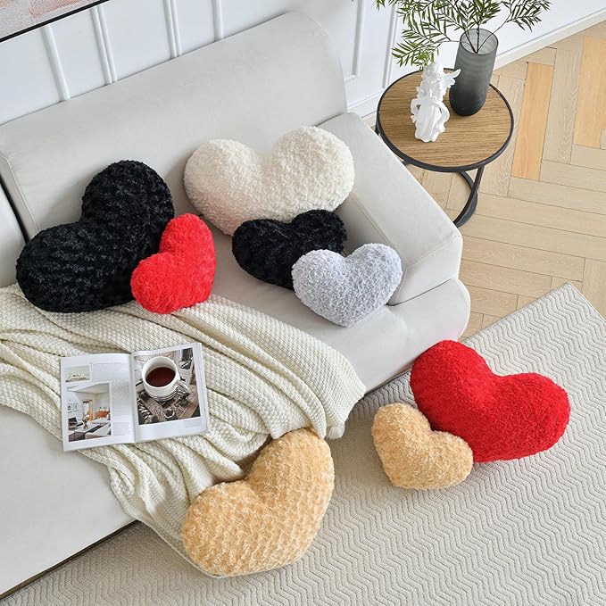 Heart Pillow, Soft Heart Shaped Pillow with Room Decorative Throw Pillows for Bed Couch Chair Sofa, Heart Shaped Cute Throw Pillow Cushion for Bedroom Living Room (Grey, Mini 12.9" x 9.8")