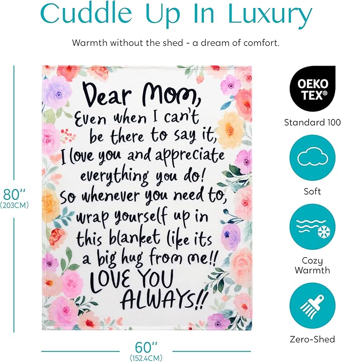 Joiedomi Mothers Day Blanket Gifts for Mom Birthday Gifts Soft Flannel Blanket for Mom Grandma from Daughter Son 60" x 80" Pink