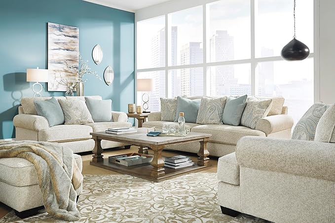 Signature Design by Ashley Monaghan Classic Upholstered Ottoman, Beige