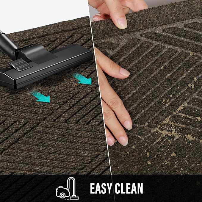 HIYARD Sturdy Front Door Mat, Absorbent Muddy Dirt Resist Welcome Door Mats Outdoor Indoor, Stain and Fade Resistant, Non-Slip Rubber Backing Low Profile Doormat for Entryway, 47×32, Brown - Image 7
