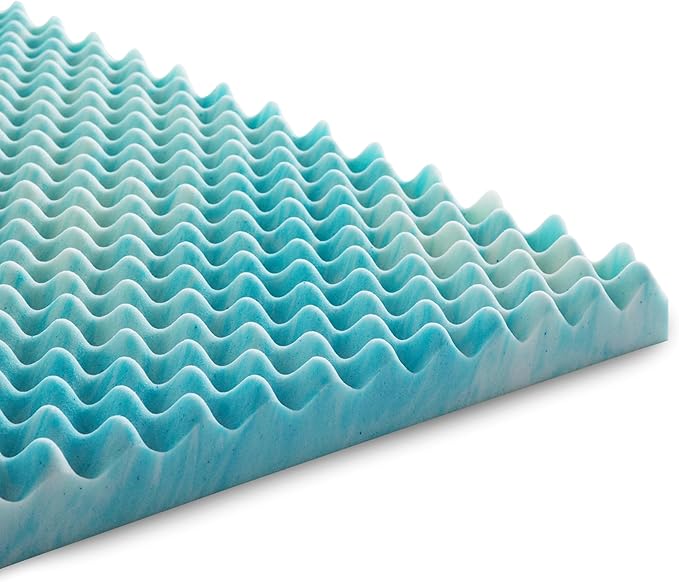 Linenspa 2 Inch Gel Memory Foam Mattress Topper – Egg Crate Style, Reversible for two feels – Promotes Airflow & Relieves Pressure Points – California King