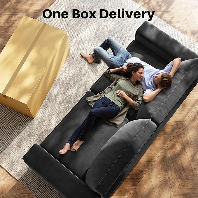 Vesgantti 85'' Chenille Couch for Living Room, 3 Seater Comfy Sofa with Wide Armrest, Thick Spring Cushions, Modern Cloud Couch for Apartment, Office, Bedroom, Small Space, Dark Grey