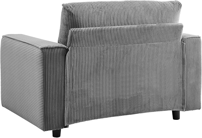 AC Pacific Derek Modern Corduroy Accent Chair for Living Room, Tufted Arm Chair with Plush Upholstery, High-Density Foam, Sleek Black Legs, Durable Wooden Frame, Chair, Grey