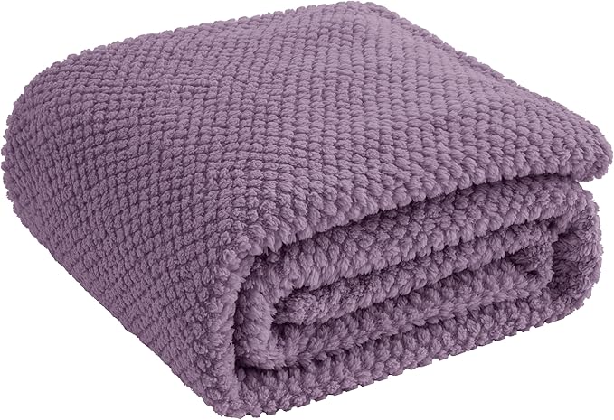 Purple 300GSM Fleece Large King Blanket for Couch Sofa Bed, 90x104 Soft Cozy Flannel Blankets, Lightweight Fuzzy Fluffy Throws for Women