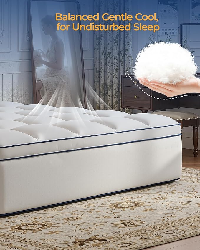 Queen Mattress Topper,Extra Thick Mattress Pad Cover for Deep Sleep,3D+7D Snow Down Alternative Fill Overfilled Plush Pillow Top Mattress with 8-23 Inch Deep Pocket-White