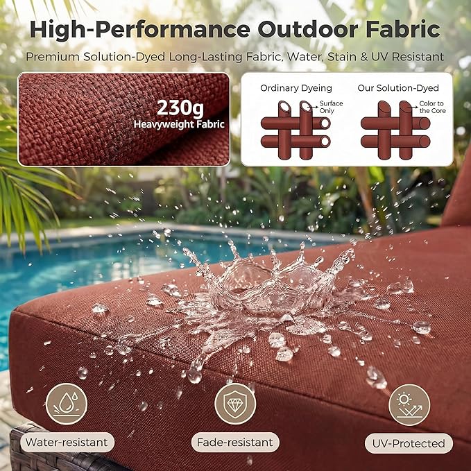 NICESOUL 11 Piece Modern Outdoor Patio Furniture Set with Firepit Propane/Natural Gas, 29.3'' High Back Wicker Conversations, 10 Seater Large Wide Sectional for Outside, Brown Rattan and Red Cushion