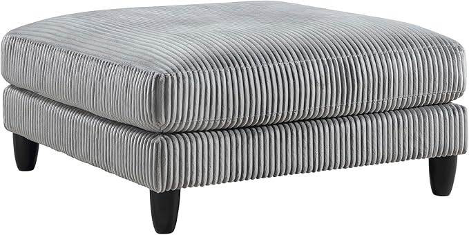 Lexicon 40" Modern Ottoman, Corduroy Square Ottoman, Living Room Foot Rest, Module for Sectional Sofa, Foot Stool for Living Room/Bedroom, Assembled, Gray