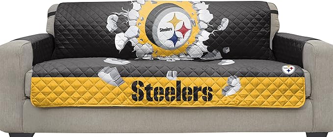 Pegasus Sports NFL Unisex NFL Sofa Couch Reversible Furniture Protector with Elastic Straps, 75-inches by 110-inches