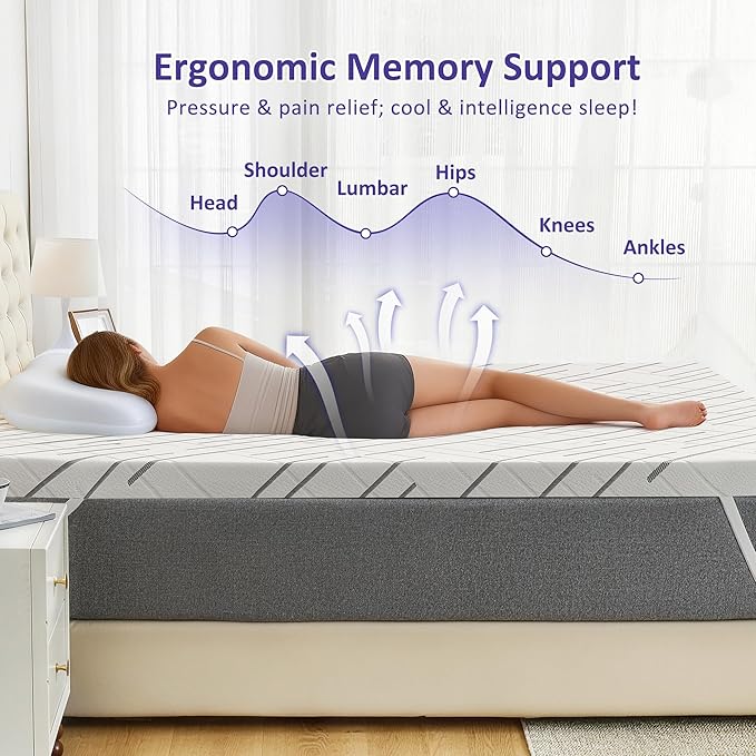 3 Inch Gel Memory Foam Mattress Topper King Size with Removable & Washable Viscose Made from Bamboo Cooling Breathable Cover, Soft Bed Topper for Back Pain, CertiPUR-US Certified