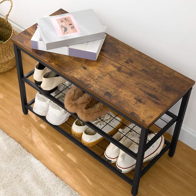 HOOBRO Hall Tree with Bench, Coat Rack Shoe Bench Set, Entryway Shoe Rack with Coat Hooks, Hall Tree Coat Rack, Mud Room, Industrial, for Foyer, Front Door, Rustic Brown BF07MT01 - Image 9