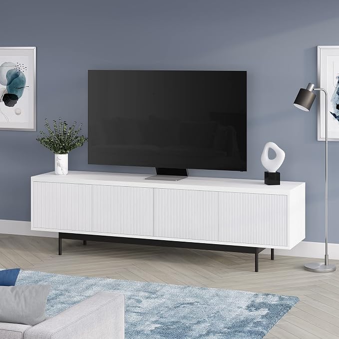 Henn&Hart Whitman, 70'' Rectangular TV Stand, White - Image 7