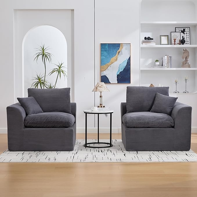 80.3" Cloud Loveseat Boneless Sofas for Living Room, 2 Seaters Modular Foam Cloud Sofa Couches, 2 Seat Compression Foam Couch with Toss Pillows, No Assembly Required