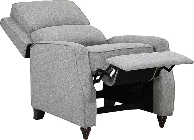 Lexicon Push Back Recliner Chair Living Room, Reclining Sofa Chair, Modern Recliner, Fabric Recliner Arm Seat for Living Room/Office/Apartment, Gray