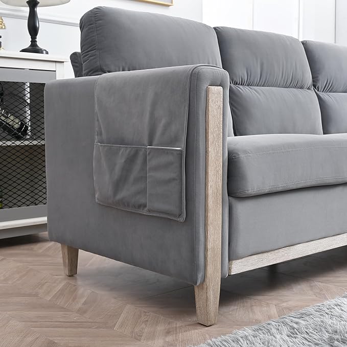 3 Seater Sofa Couch with Deep Seats, 79.53" Mid Century Modern Upholstered Loveseat with Armrests, Comfy Velvet Upholstered Small Sofa&Couches for Living Room, Bedroom, Apartment and Office