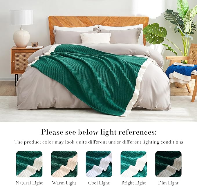 Amélie Home Chenille Throw Blanket, Soft Cozy Waffle Throw for Couch & Sofa, Warm Yet Lightweight, Breathable All-Season Throws for Women Men, Housewarming, Birthdays, 50"x60", Holly