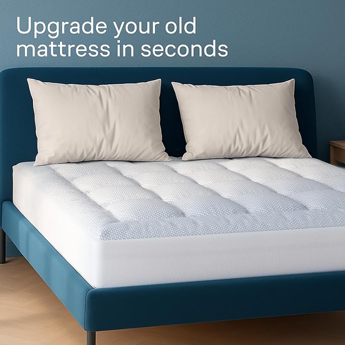 Niagara Cooling Queen Mattress Topper - Pillow Top Mattress Cover Quilted Fitted Cooling Topper for Back Pain Deep Pocket Fits 20 Inches, Blue