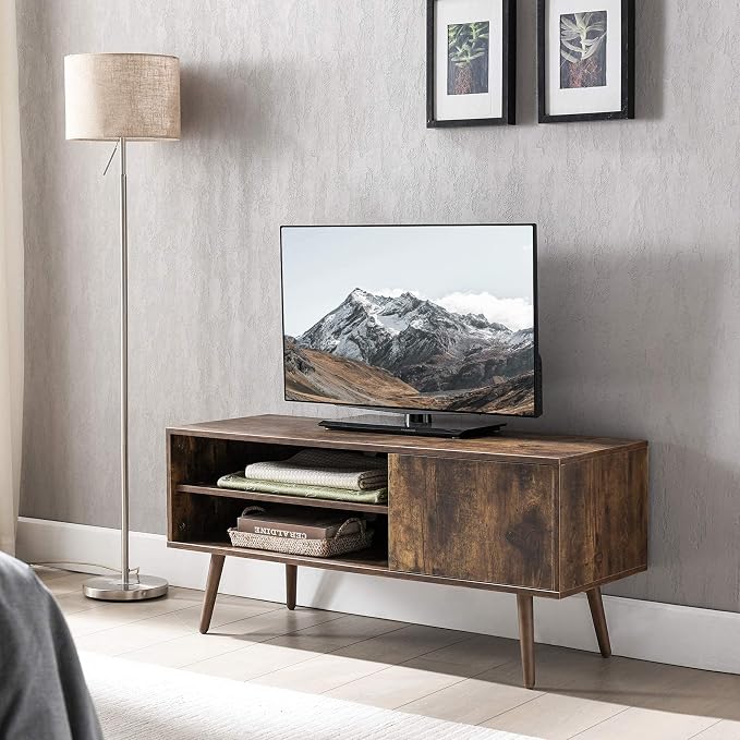Cozy Castle TV Stand for 48-55 Inch TV, Mid Century Modern Entertainment Center with Storage Cabinet, TV Media Console with Charging Station for Living Room (Brown, 43.3" W x 15.7" D x 19.5" H) - Image 10