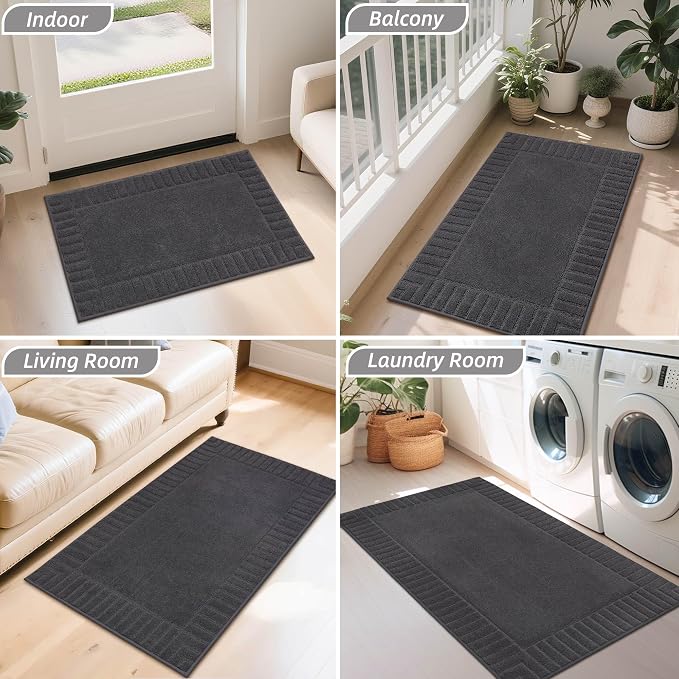 BEQHAUSE Door-Mat Non-Slip Front Doormat Low-Profile Entrance Mats for Front Door Entry Resist Dirt Washable Doormat Absorbent Entryway Door Mat,Dark Grey, 36"x60" - Image 8