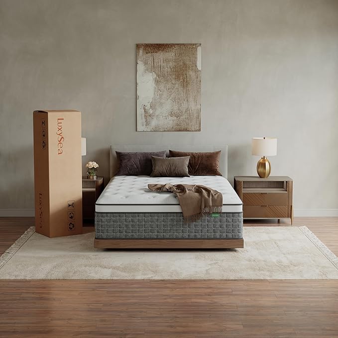 King Size Mattress, Medium Firm 12 Inch Hybrid Mattress King Size in a Box - Memory Foam & Pocket Springs for Back Pain Relief, Fiberglass Free, Motion Isolation, CertiPUR-US & OEKO-TEX Certified