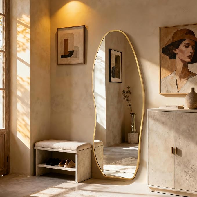 Dorlicecass Mirror Full Length - Irregular Full Body Mirror Standing or Leaning or Wall Hanging 63"x 24" Asymmetrical Aviation Aluminum Alloy Frame Unique for Bedroom, Living Room, Cloakroom, Entryway - Image 7
