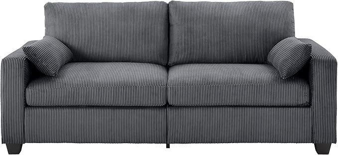 79" Modern Cloud Sofas for Living Room Bedroom, 2 Seat Modular Couch Soft Corduroy Upholstered Loveseat Couches with Toss Pillows for Home Apartment Office Studio