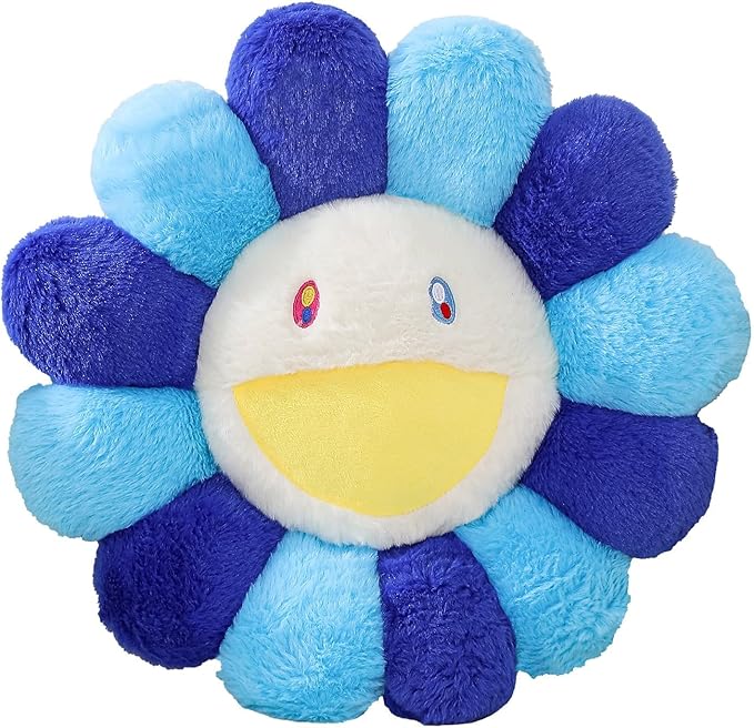 Flower Pillow,Colorful Flower Shaped Throw Pillow,Smiley Face Floor Cushions,Cute Sunflower Plush Pillows,Cute Plushie Room Decor,Mothers Day Decorative Pillows for Bed,Couch,Sofa,Car (Blue,15.7In)