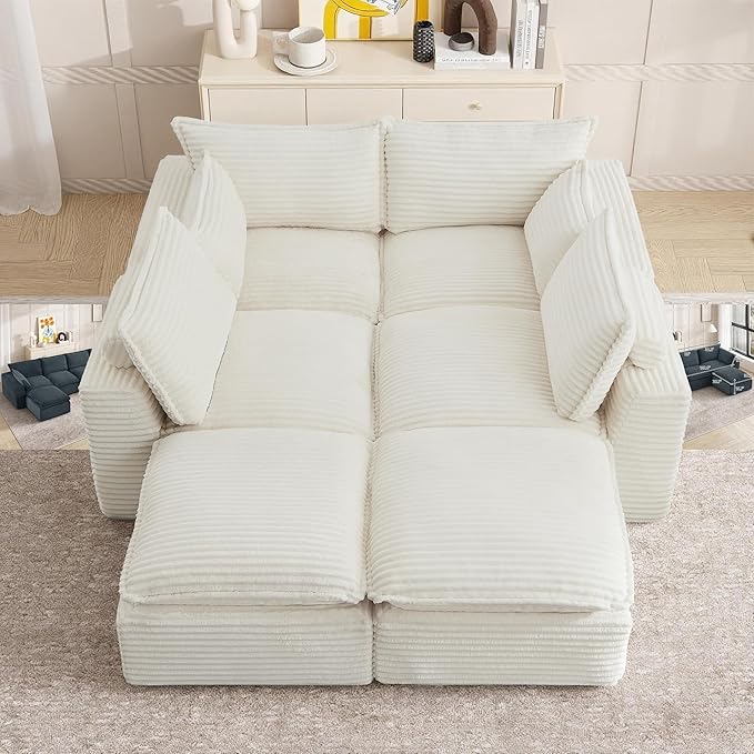 Oversized Cloud Sectional Couches 6 Seaters for Living Room, Boneless U Shaped Couch with Ottomans, 6 Seat Modular Sectional Sofa