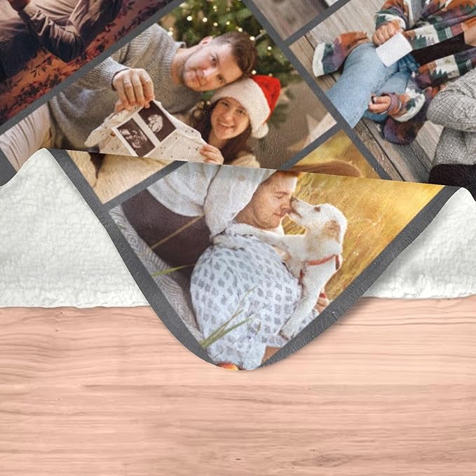 Printwoo Custom Blanket with Picture Text Customized Thow Blanket Personalized Blankets Customize Gifts for Mom Dad Couple Girlfriend Boyfriend Wife Husband