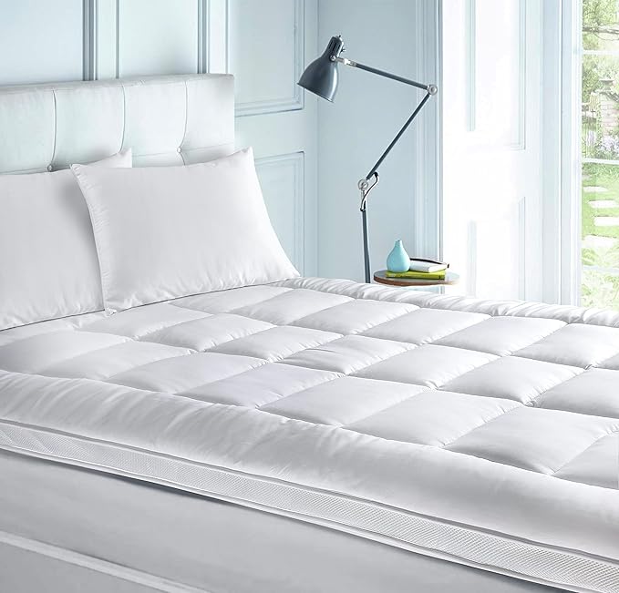 Niagara Cooling Twin Mattress Topper - Pillow Top Mattress Cover Quilted Fitted Cooling Topper for Back Pain Deep Pocket Fits 20 Inches, White