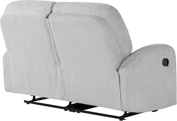 Relax-A-Lounger® Palmdale 58.3" Rocker Manual Pull-Handle Loveseat Recliner, Soft Modern, Pocket Coil Comfort, Black Metal Base Leg, Soft Chenille Fabric, Light Gray