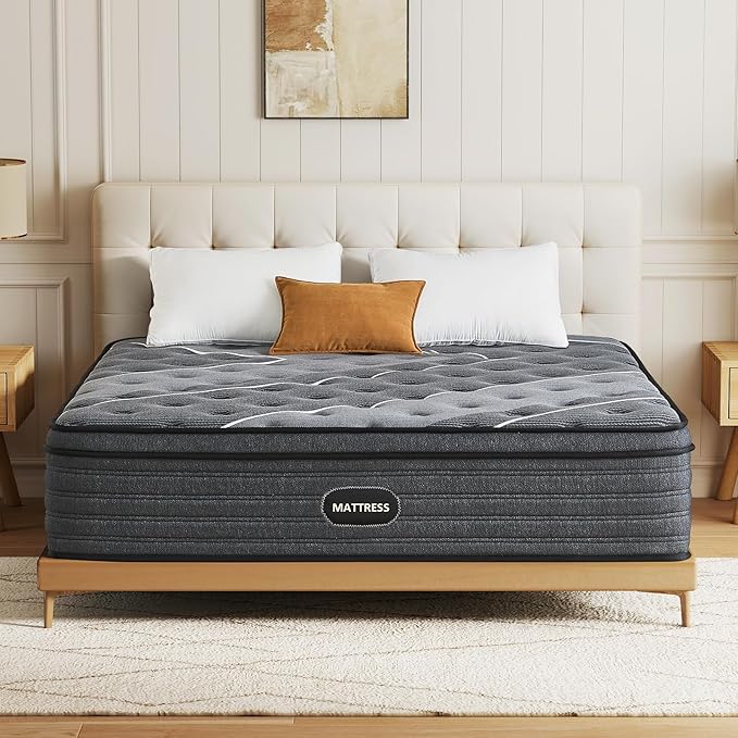 Queen Mattress 12 Inch, Queen Mattress in a Box, Medium Firm,Individually Pocketed Springs, Pressure Relief, Motion Isolation