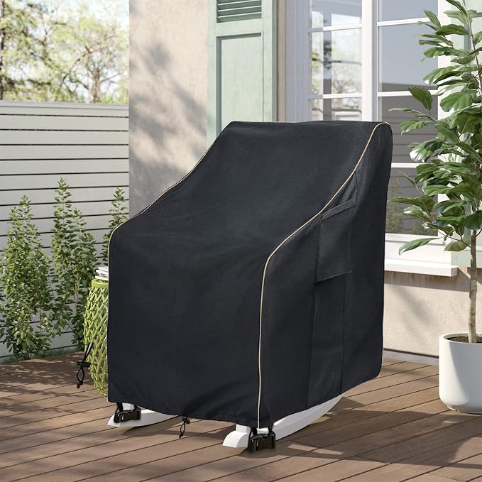 Outdoor Swivel Lounge Chair Cover 2 Pack,Waterproof Heavy Duty Patio Chair Covers,Patio Rocking Chair Covers for Outdoor Furniture,(30 W x 34 D x 38.5 H inches),Black - Image 9