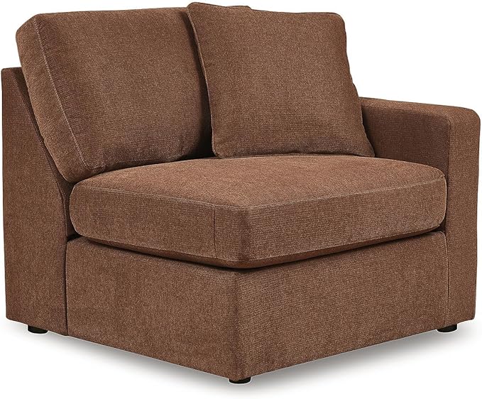 Signature Design by Ashley Modern Modmax Stain Resistant L-Shape Left-Arm Facing 4-Piece Sectional with Chaise and Audio Console, Orange