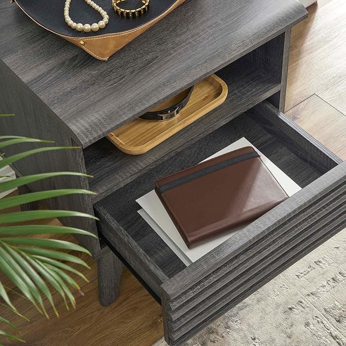 Modway Render Mid-Century Modern, One-Drawer Nightstand, Charcoal - Image 8