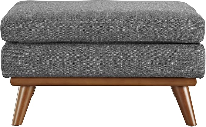 Modway Engage Mid-Century Modern Upholstered Fabric Ottoman in Gray
