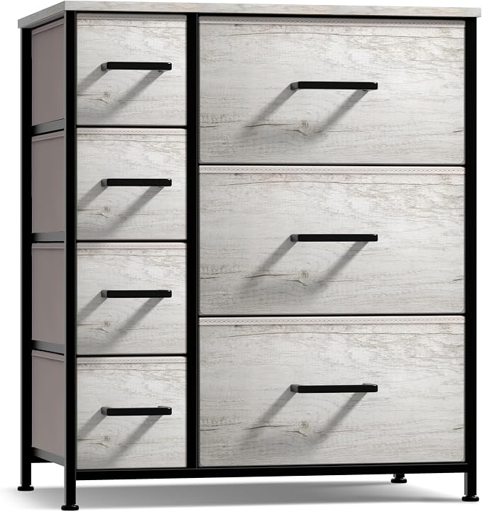 Sorbus Dresser with 7 Faux Wood Drawers - Storage Unit Organizer Chest for Clothes - Bedroom, Hallway, Living Room, Closet, & Dorm Furniture - Steel Frame, Wood Top, & Easy Pull Fabric Bins - Image 7