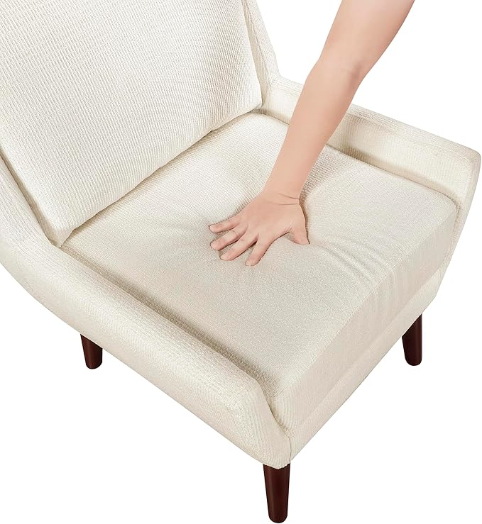 Lexicon Modern Wingback Accent Chair, Chenille Fabric Upholstered Lounge Reading Arm Chair, Solid Wood Legs for Living Room, Bedroom, Supportive Padded Pocket Coil Seat, Easy Assembly, Beige