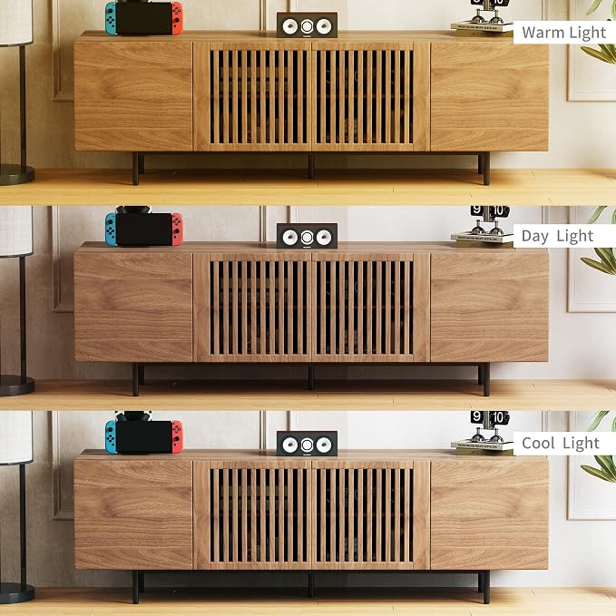 70.87" Mid Century Modern TV Stand, Walnut Media Console for 70 Inch TVs, Entertainment Cabinet with 4 Storage Compartments for Living Room or Bedroom - Image 8