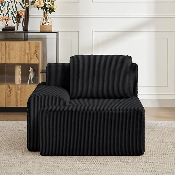 KIGOTY Modular Sectional Sofa, Comfy Cloud Sectional Couch with Left Armrest, Corner Couch, Modern Boneless Sofas for Living Room, No Assembly Required, Black