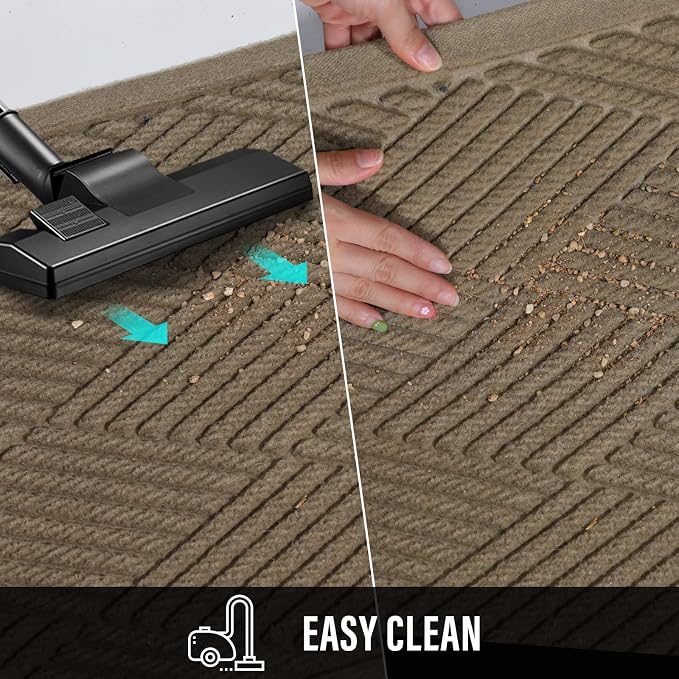HIYARD Sturdy Front Door Mat, Absorbent Muddy Dirt Resist Welcome Door Mats Outdoor Indoor, Stain and Fade Resistant, Non-Slip Rubber Backing Low Profile Doormat for Entryway, 36×24, Beige - Image 7