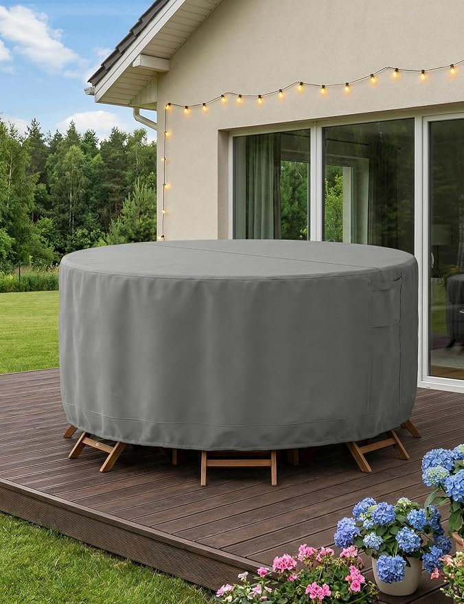 Patio Furniture Covers Waterproof, Outdoor Furniture Covers Waterproof Windproof with Padded Handles, Heavy Duty 600D Oxford Outdoor Table Chair Set Cover - Image 7