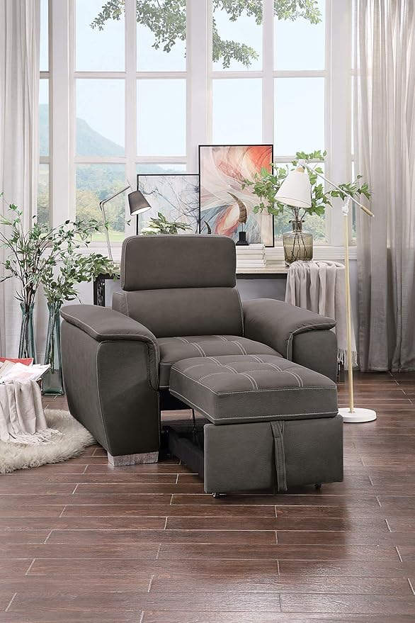 Homelegance Ferriday 45" Convertible Lounger Chair, Taupe