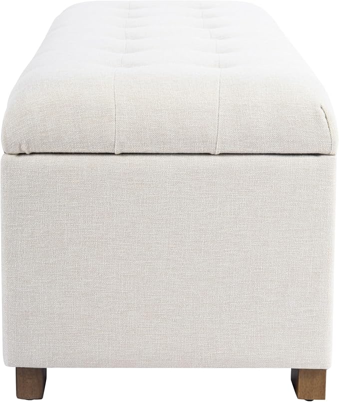 Homepop Home Decor | Upholstered Large Tufted Ottoman Storage Bench | Ottoman with Storage for Living Room & Bedroom | Decorative Home Furniture, Light Gray - Image 10