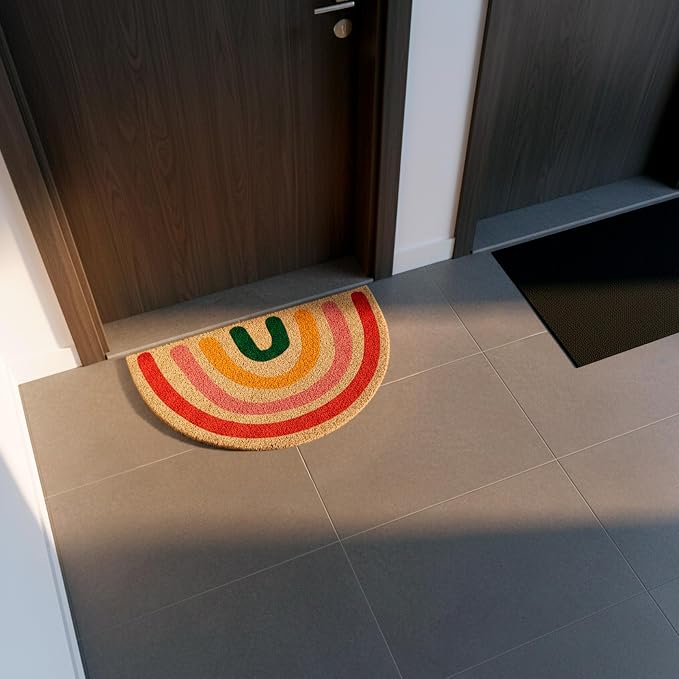 Fisura- Doormat Outdoor Entrance, Outdoor mats for Front Door, Welcome mat. Made of Coconut Fiber with Non-Slip PVC Base, Doormat Hand-Painted, 27,5 inch x 15,7 inch. (Rianbow Boho) - Image 7