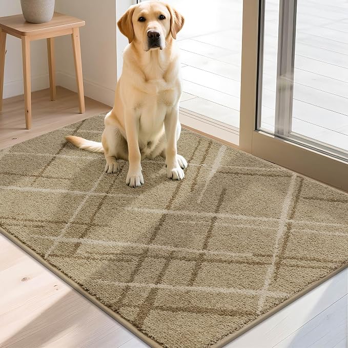 COSY HOMEER Front Door Mat Low Profile Non-Slip Doormat for Entryway, Absorbent Dirt Trapper Washable Entrance Mat, Sturdy Polyester Doormats (48"x32", Beige) - Image 9