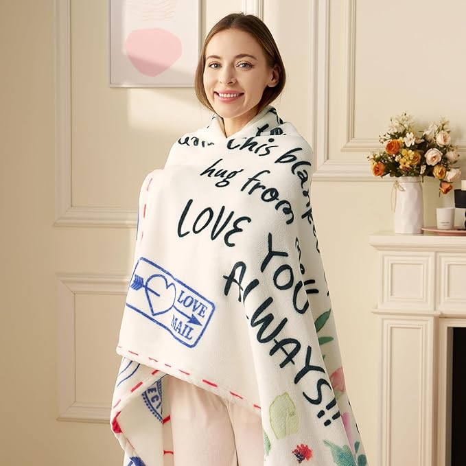 Joiedomi Mothers Day Blanket Gifts for Mom Birthday Gifts Soft Flannel Blanket for Mom Grandma from Daughter Son 50" x 60" Colorful